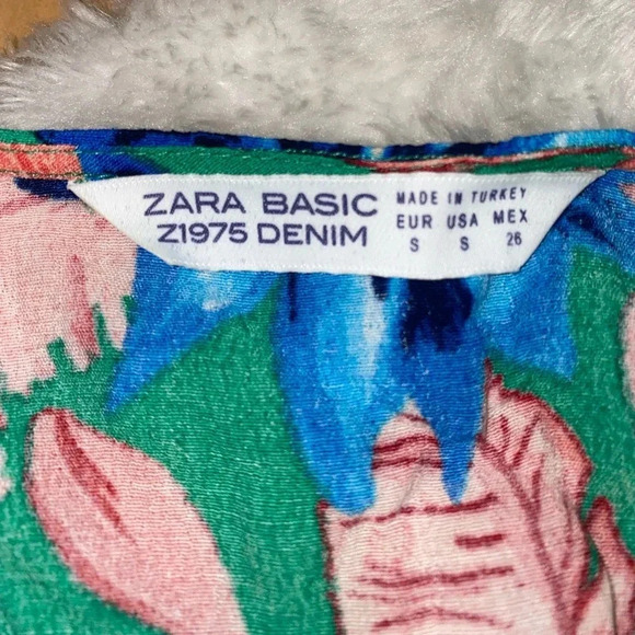 New Zara Floral Dress Wrap Mini Ruffles Bright Green Red Blue Vacation Tropical - Picture 3 of 9